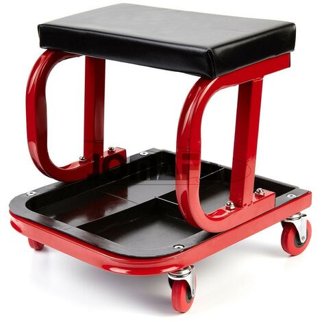 JOMAFA - Taburete Asiento para Mecánica Silla para Taller Mecánico con ruedas y bandeja