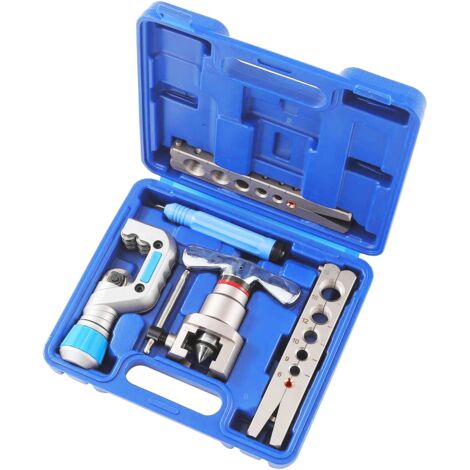 ABOCARDADOR DE TUBOS Herramienta de Abocardado Pulgadas Métricas Abocardadores de Aire Acondicionado para R407c / R410a con Cortador de Tubos 5-19MM 3/16 "-3/4"