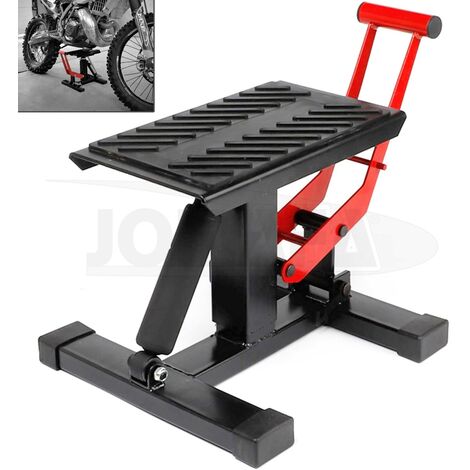 Caballete Tipo Soporte Elevador de Motocross con sistema hidraulico, para Enduro y Moto de Campo. Plataforma Tipo Peana Universal para Reparación y Estacionamiento, 150KG