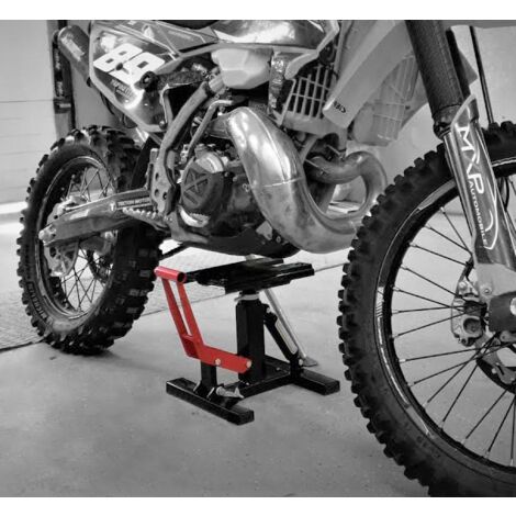 Caballete Tipo Soporte Elevador de Motocross con sistema hidraulico, para Enduro y Moto de Campo. Plataforma Tipo Peana Universal para Reparación y Estacionamiento, 150KG