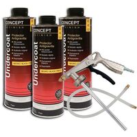 KIT DE 3 BOTES ANTIGRAVILLA 1 LITRO COLOR NEGRO + PISTOLA ANTIGRAVILLA NEUMATICA