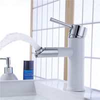 homelody rubinetto di rubinetto lavabo bagno Miscelatore bagno rubinetto Bianco rubinetteria beccuccio girevole a 360 ° gomma in ceramica