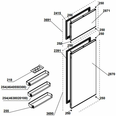 Guarnizione per sportello (parte frigorifero) (n. di rif. 2391) - Frigorifero, congelatore - BEKO - 4350273