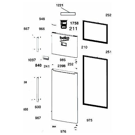 Guarnizione della porta (parte frigorifero, codice 251) - Frigorifero, congelatore - BEKO - 4350096