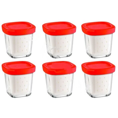Scatola di 6 vasetti di yogurt in vetro con coperchio e sgocciolatoio - Yogurtiera, Formaggiera - SEB - 2551093662734954256