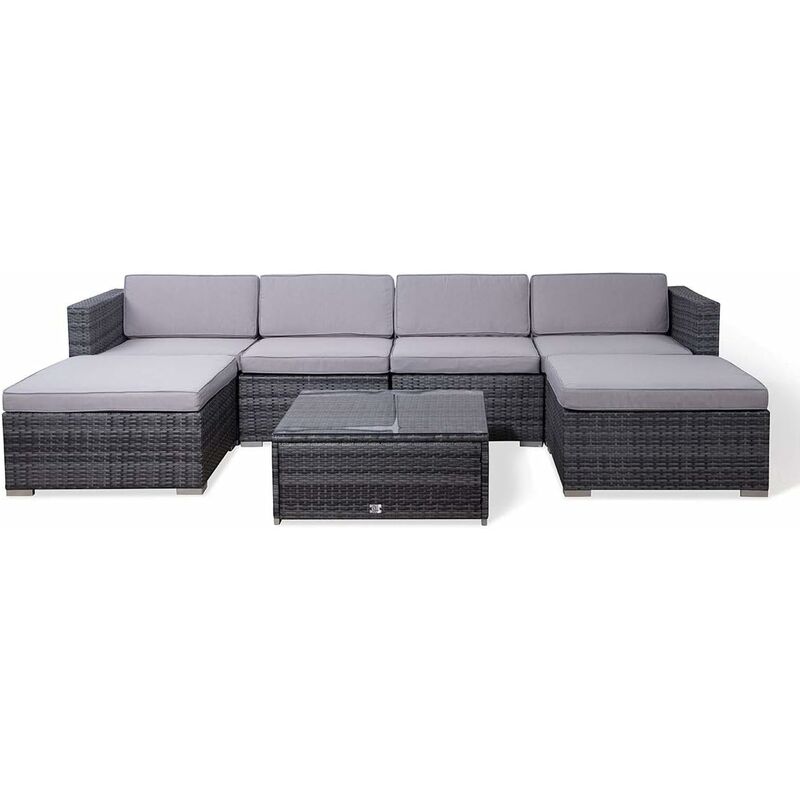 Evre Rattan Outdoor Garden Furniture Set 6 Seater Sofa With Coffee 