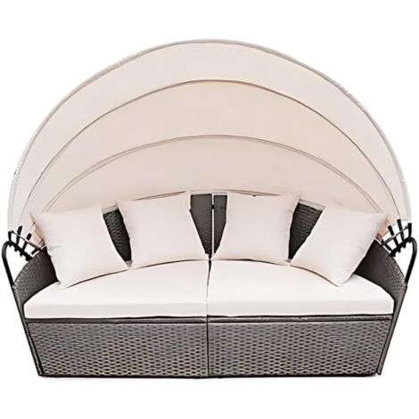 Rattan Outdoor Garden Bali Day Bed Patio Sun Lounge in Brown