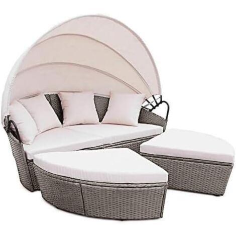 Rattan Outdoor Garden Bali Day Bed Patio Sun Lounge in Brown