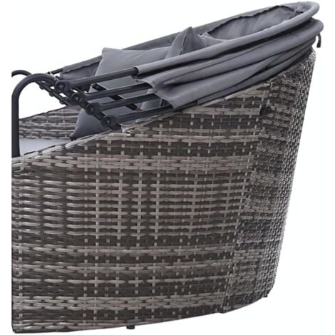 Rattan Outdoor Garden Bali Day Bed Patio Sun Lounge in Grey