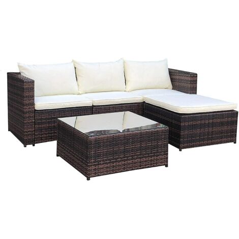 Evre Outdoor Rattan Garden Furniture Set Malaga Conservatory Patio Sofa coffee table Brown with cover (1/5)