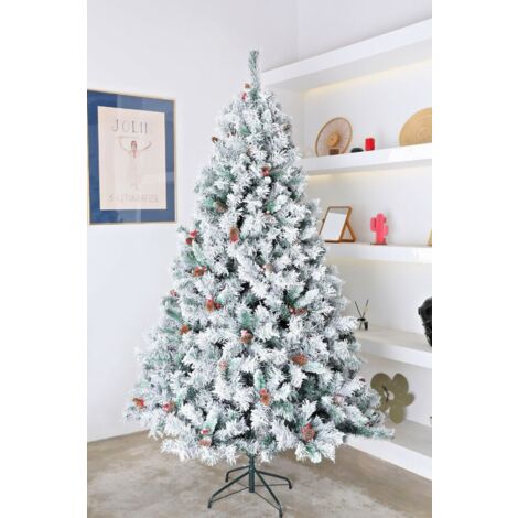 Evre Snowy White Spruce Artificial Christmas Tree With Pine Cones & Berries 6ft (1/4)