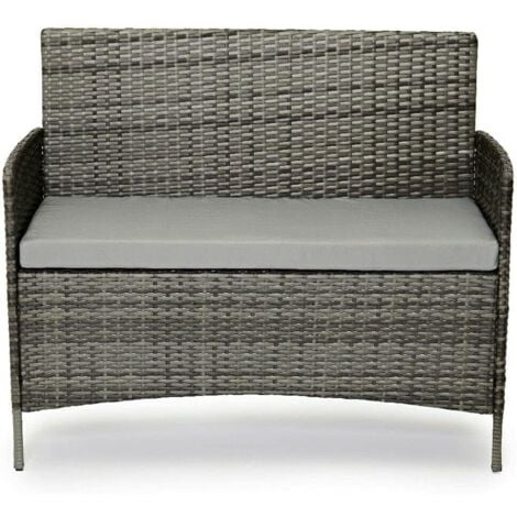 Evre Rattan Garden Furniture Set Patio Conservatory Indoor Outdoor 4 piece set table chair sofa (Grey) - GREY