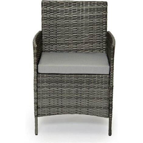EVRE Grey Madrid Rattan Garden Furniture Set Patio Conservatory For Outdoor & Indoor Patio Conservatory Balcony with Glass Top Coffee Table and Cushions