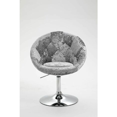 Evre Velvet Texture Round Height Adjustable Lounge Office Bar Swivel Chair With Backrest (Silver)