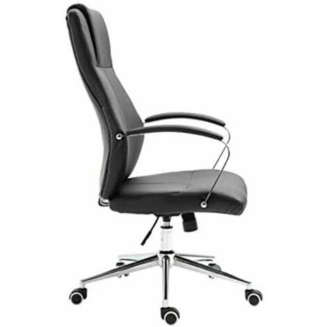 Evre Contemporary Executive Stylish Swivel Office Chair Adjustable Faux Leather (Black)
