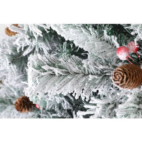 Evre Snowy White Spruce Artificial Christmas Tree With Pine Cones & Berries 4ft
