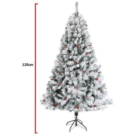Evre Snowy White Spruce Artificial Christmas Tree With Pine Cones & Berries 4ft