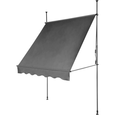EVRE Manual Clamp Awning Waterproof UV-Resistant Balcony Patio Privacy (Dark Grey, 200x120cm)