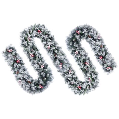 EVRE 275cm/9ft Artificial Christmas Fireplace Stair Wall Hanging Snowy Garland (1/5)