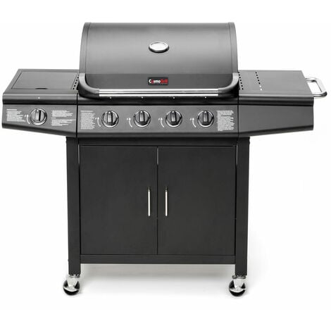 CosmoGrill Pro  4+1 Gas Burner Grill BBQ Barbecue Incl. Side Burner - Black