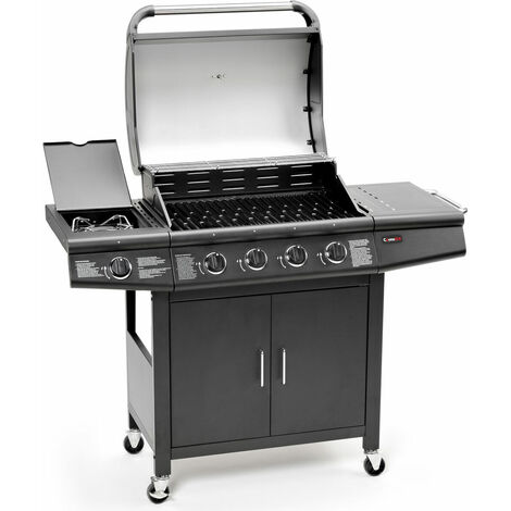 CosmoGrill Pro  4+1 Gas Burner Grill BBQ Barbecue Incl. Side Burner - Black