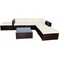 Evre Rattan Outdoor Garden Furniture Set 6 Seater Sofa with Coffee Table (Brown) - Brown