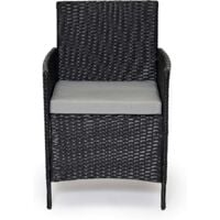 Evre Outdoor Garden Rattan Furniture 4 Piece set Chairs Sofa Table Patio Conservatory - Black - Black