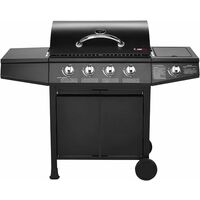 CosmoGrill 4+1 Large Outdoor Gas Barbecue BBQ Grill plus Side Burner W/Cover - Black