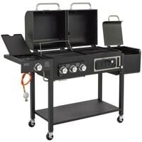 CosmoGrill Outdoor Barbecue DUO Gas Grill + Charcoal Smoker Portable BBQ with BBQ cover