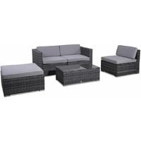 EVRE Rattan Outdoor Garden Furniture Set California Sofa Set with Coffee Table (Grey)