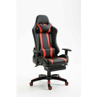 Evre Gaming Racing Office Computer Desk Swivel Recliner Leather Chair With Footrest /Adjustable Headrest And Lumbar Support Red
