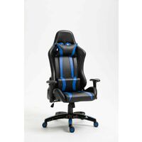 Evre Gaming Racing Office Computer Desk Swivel Recliner Leather Chair With Adjustable Headrest And Lumbar Support Blue