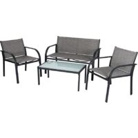 EVRE Valencia Outdoor Garden Furniture Set Patio Conservatory 4 piece set table chair sofa (Grey)