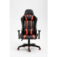 Evre Gaming Racing Office Computer Desk Swivel Recliner Leather Chair With Adjustable Headrest And Lumbar Support Red