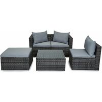 Evre Outdoor Rattan Garden Furniture Set Malaga Conservatory Patio Sofa coffee table Grey with cover
