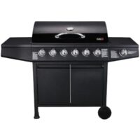 CosmoGrill 6+1 Gas Burner Grill BBQ Barbecue W/ Side Burner & Storage - Black