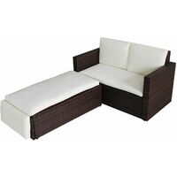 Evre Outdoor Rattan Garden Sofa Furniture Set Love Bed two seater - Brown - Brown