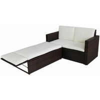 Evre Outdoor Rattan Garden Sofa Furniture Set Love Bed two seater - Brown - Brown