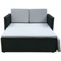 Evre Outdoor Rattan Garden Sofa Furniture Set Love Bed two seater Black