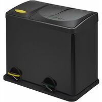 EVRE | 2 compartment Recycle bin | Stainless Steel Recycling Bin | 26L (8L + 18L) | Multi Compartment | Black |