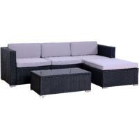 Outdoor California Rattan Garden Furniture Set Modular Set Patio Sofa Black