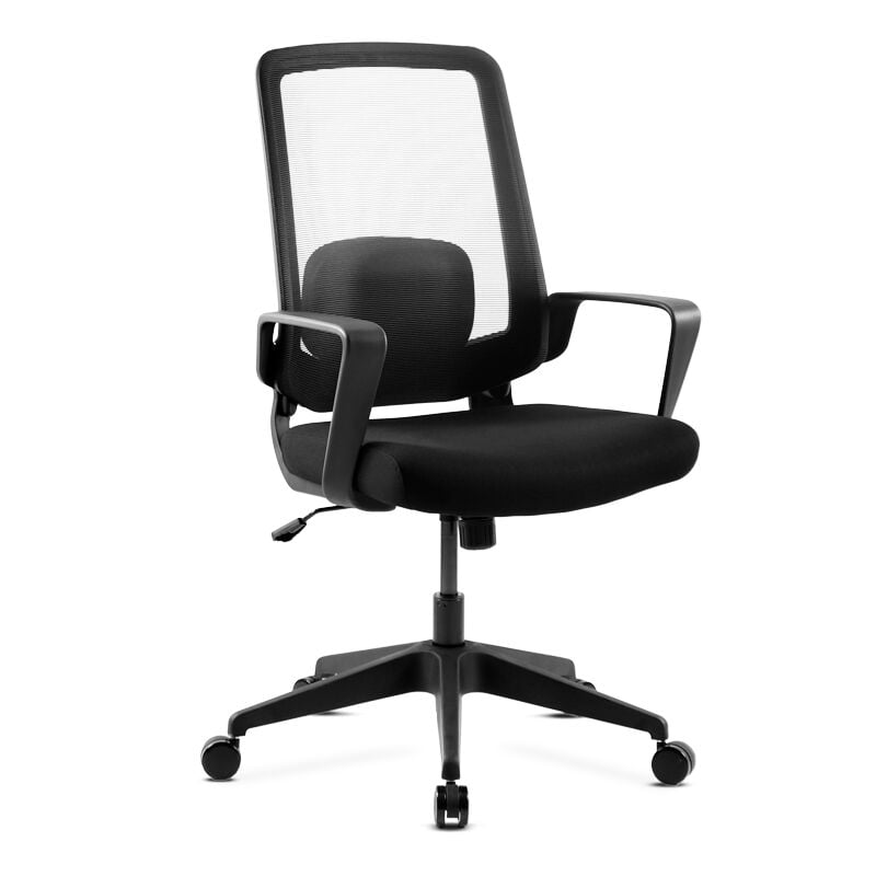 Silla De Oficina con ruedas ergonomica para escritorio altura regulable computadora reposabrazos giratoria respaldo reclinable y cojin lumbar negro mc haus adonis asiento acolchado