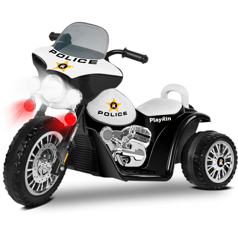 Moto eléctrica niños POLICE NEGRA batería 6V recargable triciclo +2 años - Playkin