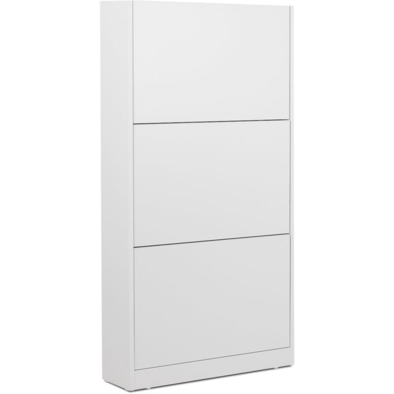 Mc Haus Orvar blanco zapatero con capacidad para 9 fabricado madera mdf 63.6x17x121.2cm 3 puertas mueble pasillo entrada recibidor dormitorio organizador de almacenamiento calzado estrecho estilo nordico moderno