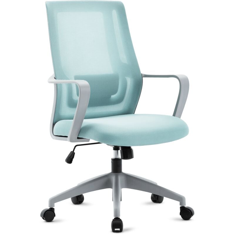 Silla de oficina con ruedas, silla ergonómica para escritorio con altura regulable, silla para ordenador con reposabrazos, silla giratoria con respaldo reclinable y refuerzo lumbar, ocean