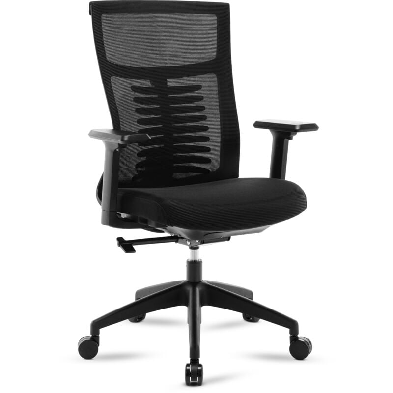 Mc Haus Vulcanopro silla oficina negra de con ruedas para escritorio altura regulable computadora reposabrazos ajustables giratoria y soporte lumbar reforzado black 51x66x103113cm