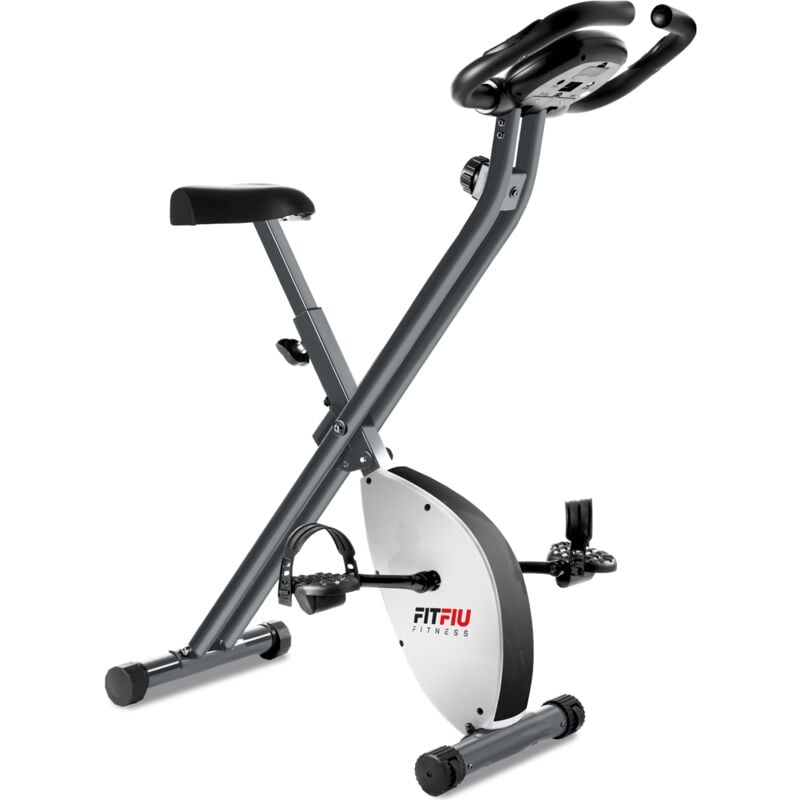 Bicicleta estatica BEST-200 plegable con disco de inercia de 8kg, pulsometro y resistencia regulable a 8 niveles de esfuerzo para entrenamiento cardio en casa - FITFIU Fitness