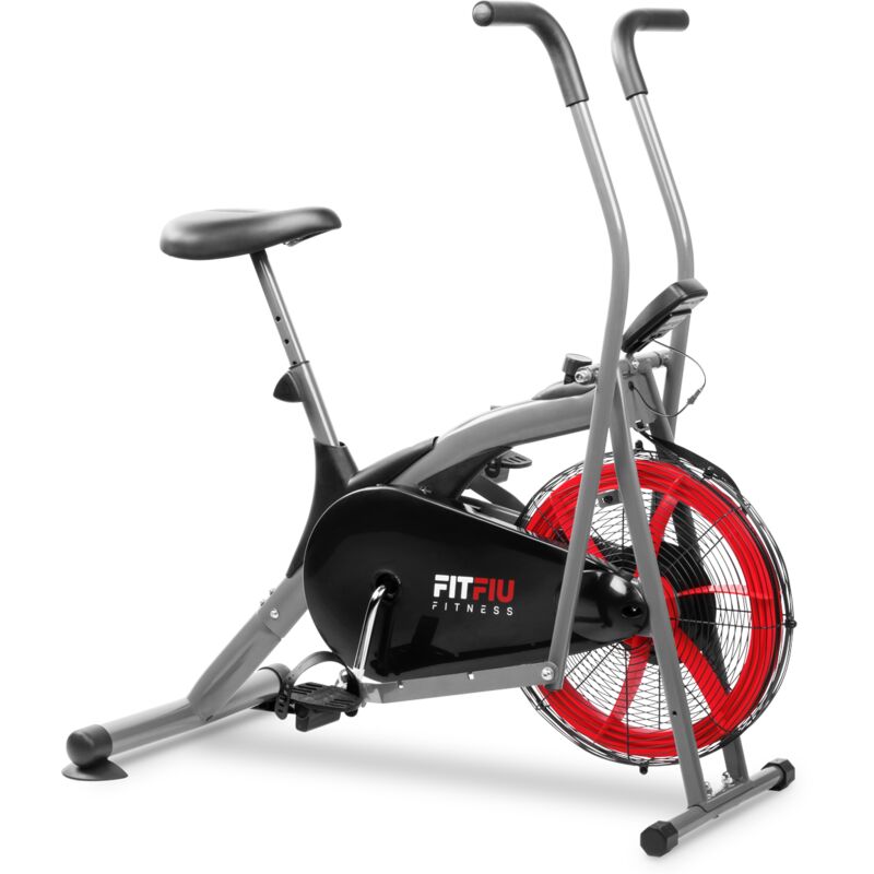 Bicicleta eliptica BELI-150 con resistencia por aire, sillin regulable y pantalla LCD multifuncion, Maquina fitness para entrenamiento de resistencia, cardio y cross training en casa - FITFIU Fitness