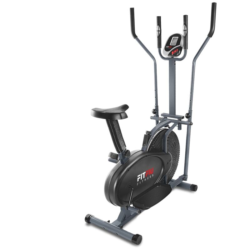 Bicicleta eliptica BELI-120 con sillin regulable, multifuncion eliptica y estatica, pantalla LCD, pulsometro y disco de inercia de 5kg ideal para entrenamiento fitness en casa - FITFIU Fitness