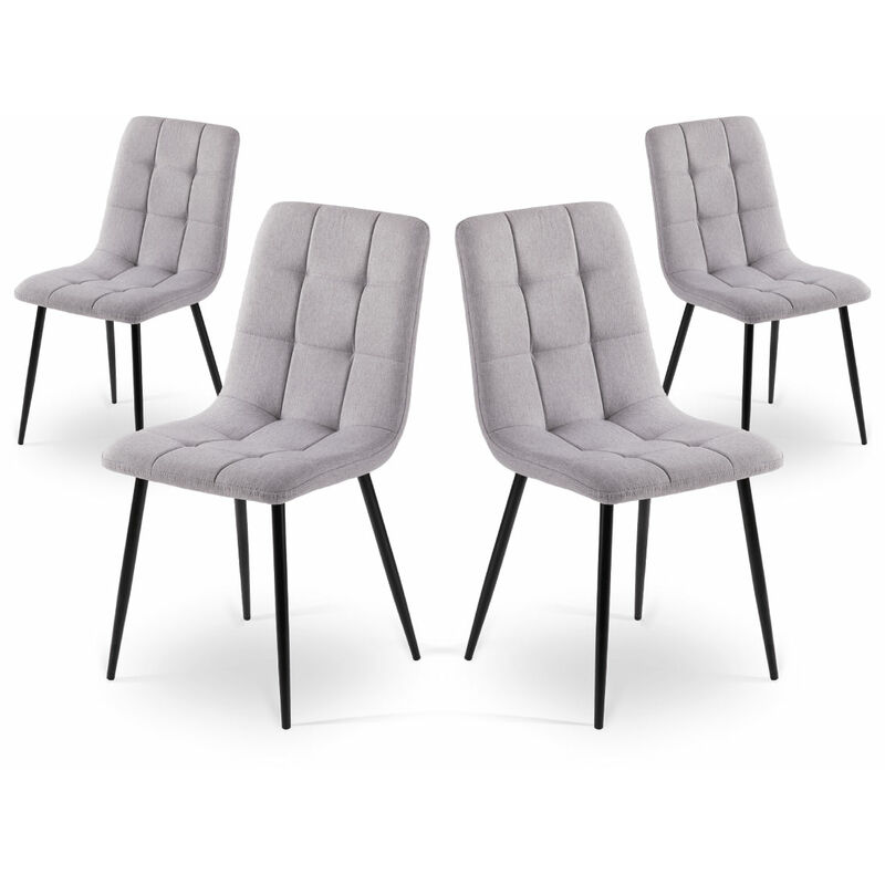 Mc Haus Maya light grey x4 pack de 4 sillas comedor diseño y vintage con asiento acolchado respaldo oficina estilo elegante gris